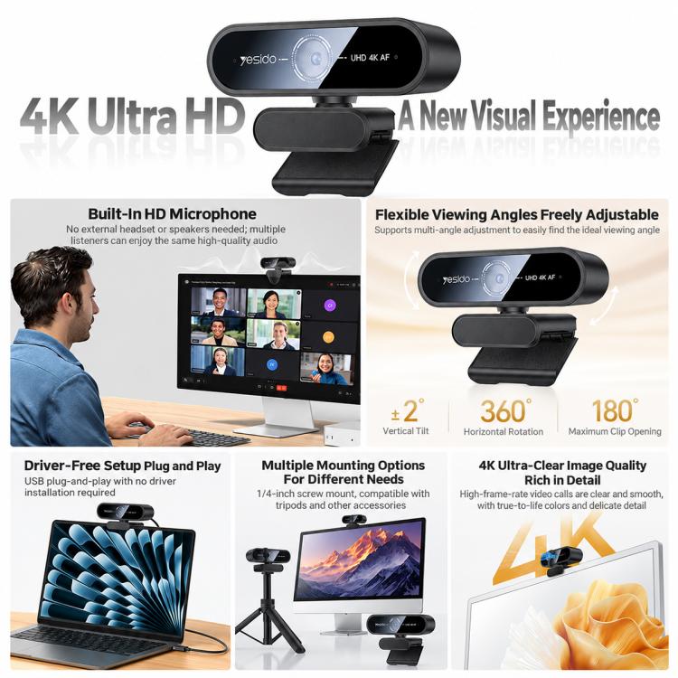 Yesido KM36 4K 12MP Computer USB Webcam — view 11