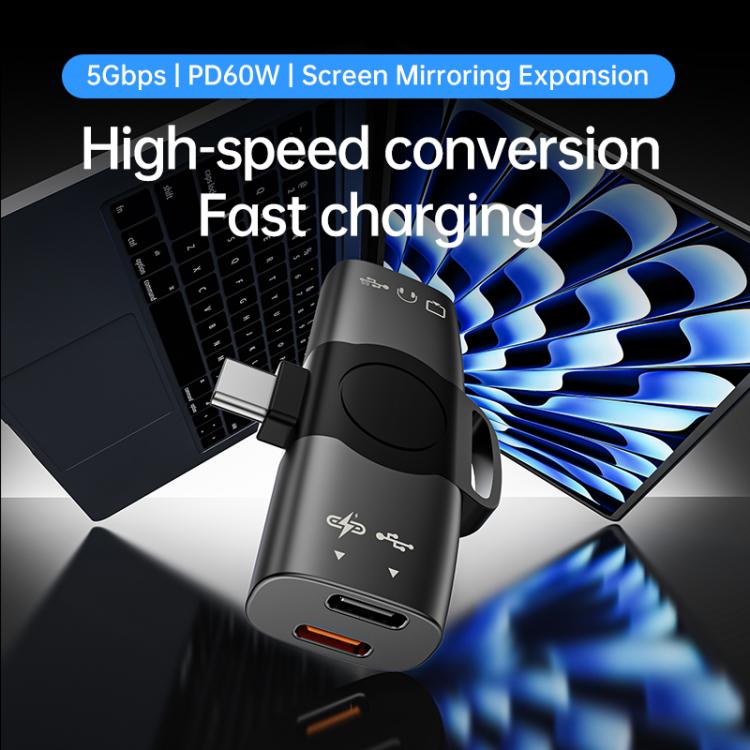 Type-C to PD 60W Type-C, USB 2.0, USB 3.0 Screen Mirroring Adapter — view 5