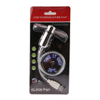 Mini Durable USB Clock Time Display Flexible LED Light Fan, DC 5V — view 5