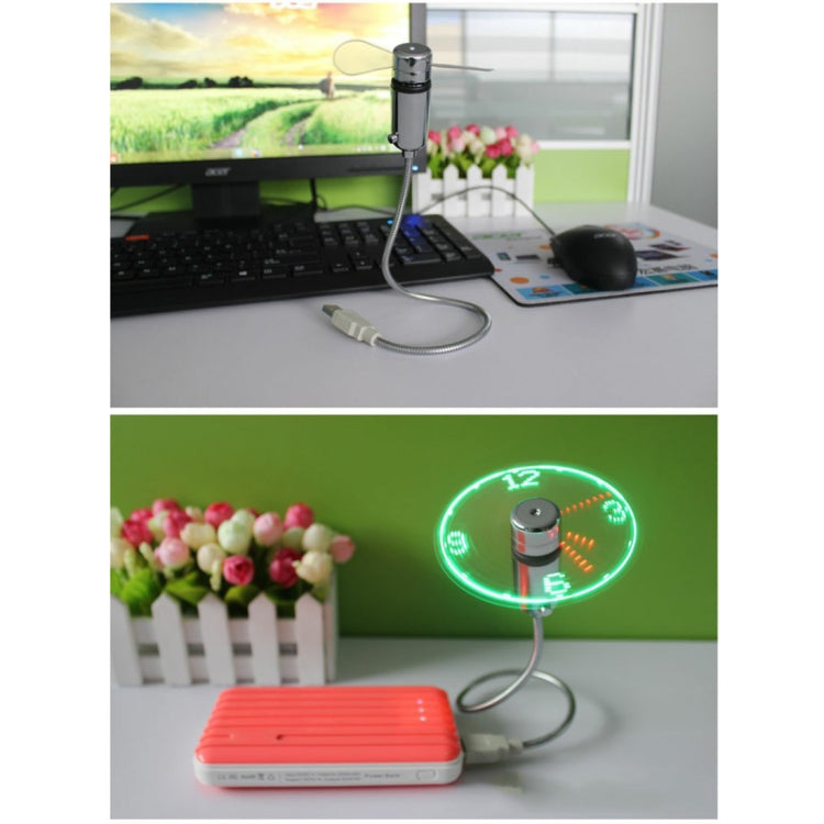 Mini Durable USB Clock Time Display Flexible LED Light Fan, DC 5V — view 6
