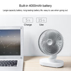 D77 4W Micro USB & USB-C / Type-C Rechargeable Portable Four-speed Adjustable Automatic Head Shaking Desktop Fan