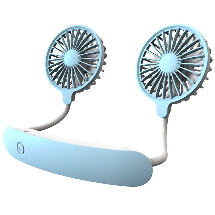 F6 Outdoor Mini Hanging Neck Fan USB Charging Lazy Small Fan — Blue