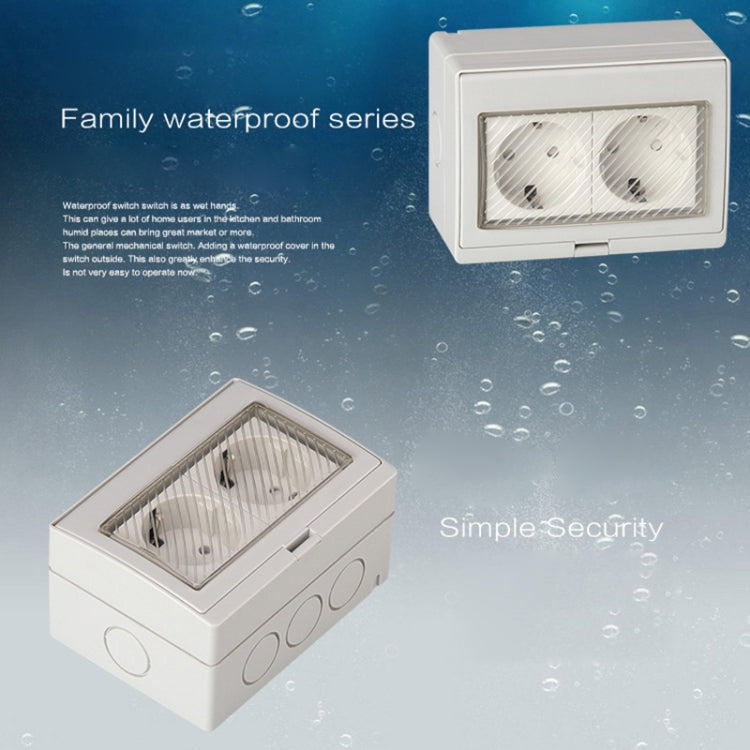 Outdoor IP55 Waterproof Double-connection Socket, EU Plug — view 9