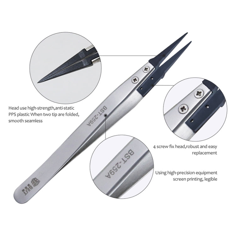 BEST BST-259A Stainless Steel Snti Static Tweezer