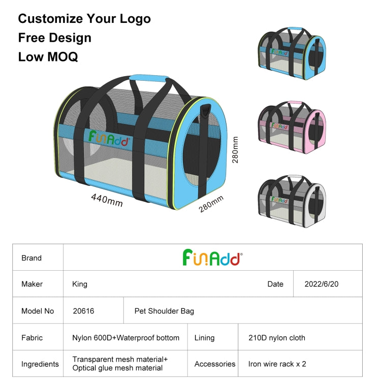 FUNADD Pet Travel Carrier Bag Shoulder Foldable Tote Bag