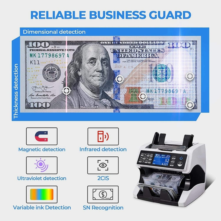 AL-920 Dual CIS Image Multi-Currency Vertical Currency Counter, Specifications:UK Plug