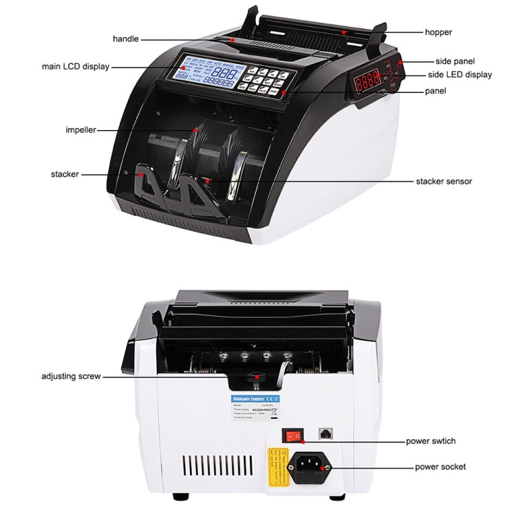 AL-6100A Multi-currency Currency Detector, Specifications:US Plug