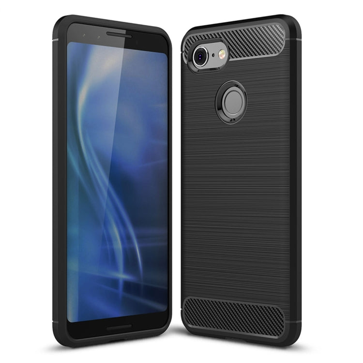 Brushed Texture Carbon Fiber Shockproof TPU Case for Google Pixel 3, Google Pixel 3