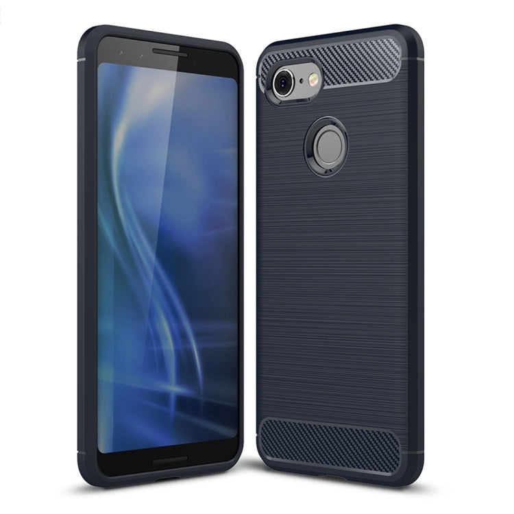 Brushed Texture Carbon Fiber Shockproof TPU Case for Google Pixel 3, Google Pixel 3