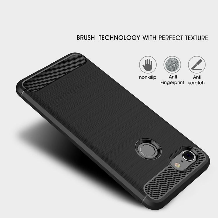 Brushed Texture Carbon Fiber Shockproof TPU Case for Google Pixel 3, Google Pixel 3