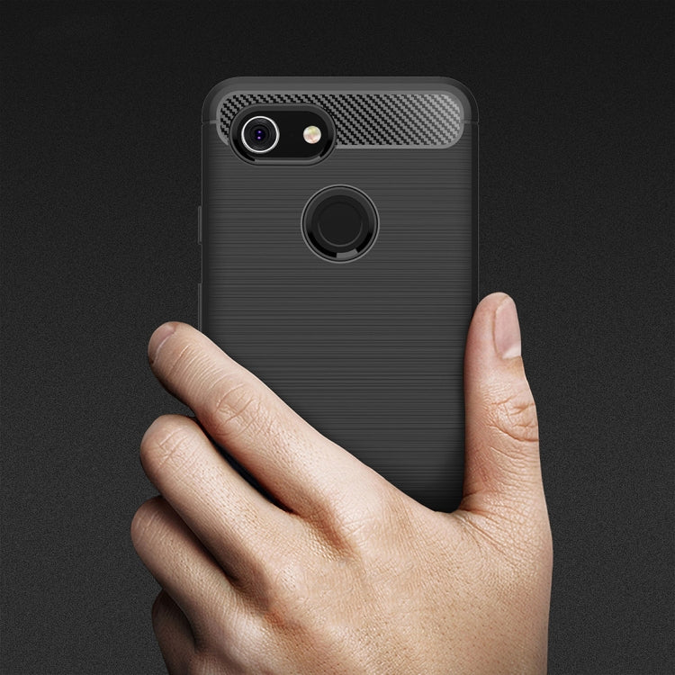 Brushed Texture Carbon Fiber Shockproof TPU Case for Google Pixel 3, Google Pixel 3