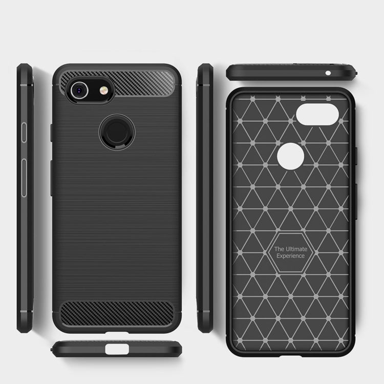 Brushed Texture Carbon Fiber Shockproof TPU Case for Google Pixel 3, Google Pixel 3