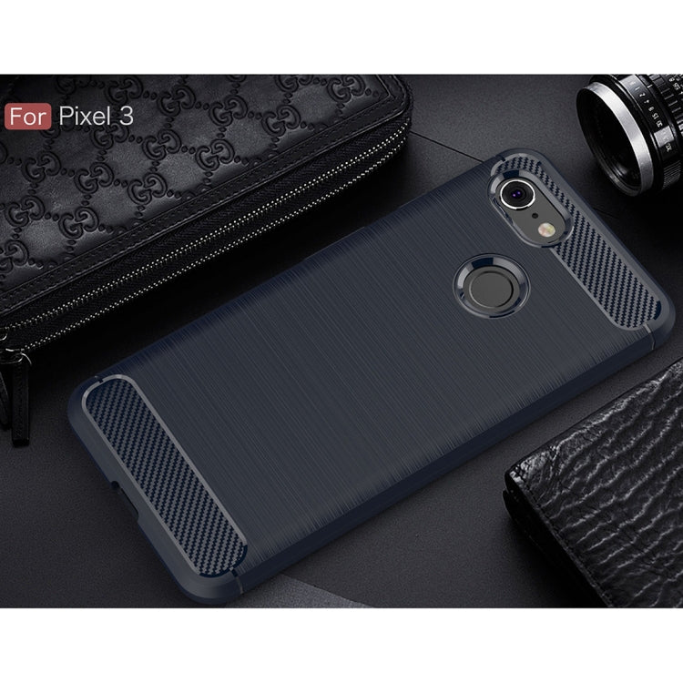 Brushed Texture Carbon Fiber Shockproof TPU Case for Google Pixel 3, Google Pixel 3