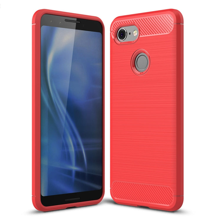 Brushed Texture Carbon Fiber Shockproof TPU Case for Google Pixel 3, Google Pixel 3