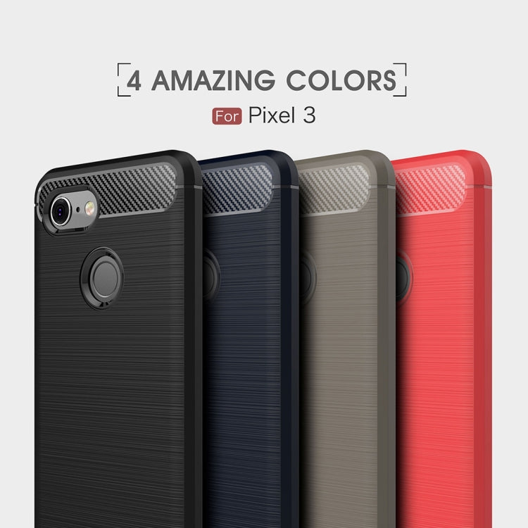 Brushed Texture Carbon Fiber Shockproof TPU Case for Google Pixel 3, Google Pixel 3