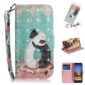 3D Painting Black White Cat Pattern Coloured Drawing Horizontal Flip Leather Case for Google Pixel 3a XL, with Holder & Card Slots & Wallet