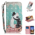 3D Painting Black White Cat Pattern Coloured Drawing Horizontal Flip Leather Case for Google Pixel 3a XL, with Holder & Card Slots & Wallet
