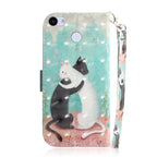 3D Painting Black White Cat Pattern Coloured Drawing Horizontal Flip Leather Case for Google Pixel 3a XL, with Holder & Card Slots & Wallet