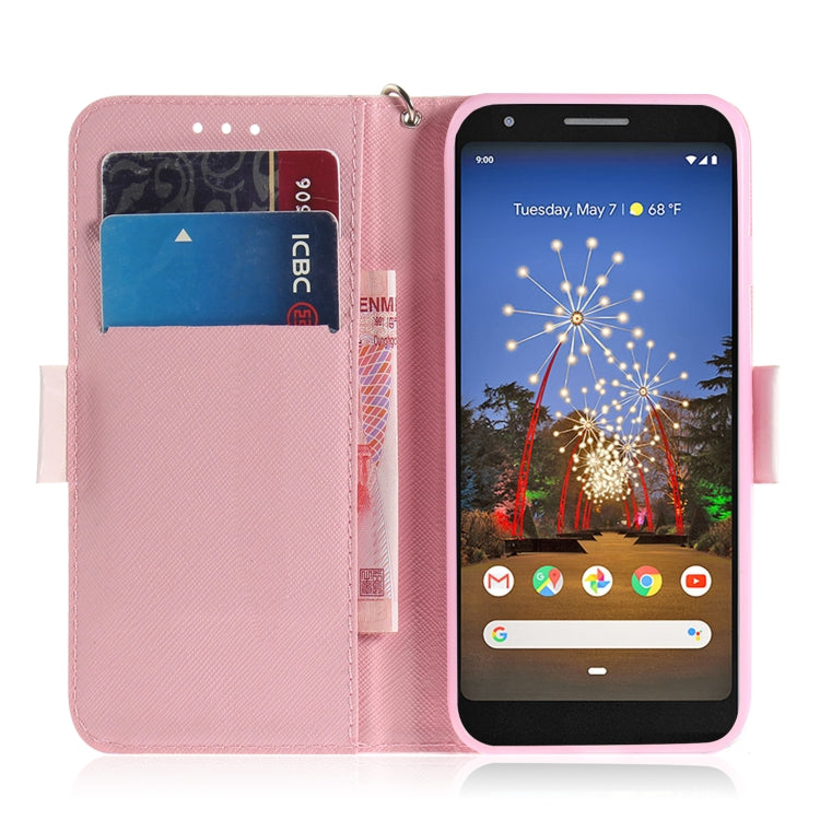 3D Painting Black White Cat Pattern Coloured Drawing Horizontal Flip Leather Case for Google Pixel 3a XL, with Holder & Card Slots & Wallet