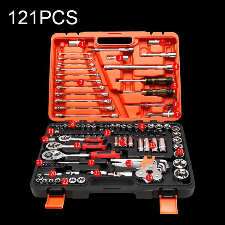 Multi-function Car Repair Combination Toolbox Ratchet Wrench Set, 121 In 1
