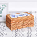 ZJH01 Ceramics Restaurant Desktop Rattan Braided Tissue Storage Box Case, Ceramics