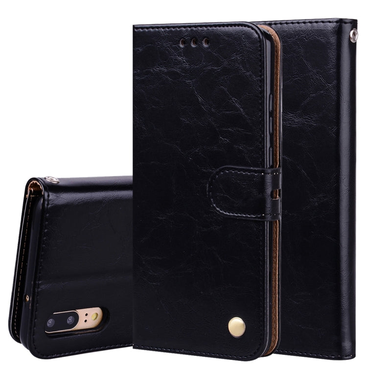 Business Style Oil Wax Texture Horizontal Flip Leather Case with Holder & Card Slots & Wallet, For Huawei P20