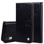 Business Style Oil Wax Texture Horizontal Flip Leather Case with Holder & Card Slots & Wallet, For Huawei P20