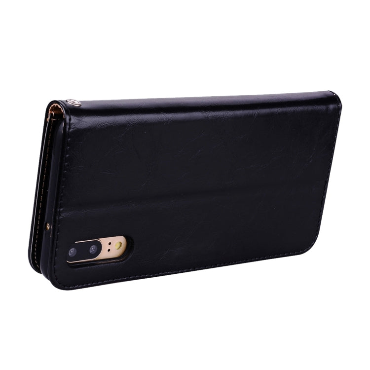Business Style Oil Wax Texture Horizontal Flip Leather Case with Holder & Card Slots & Wallet, For Huawei P20