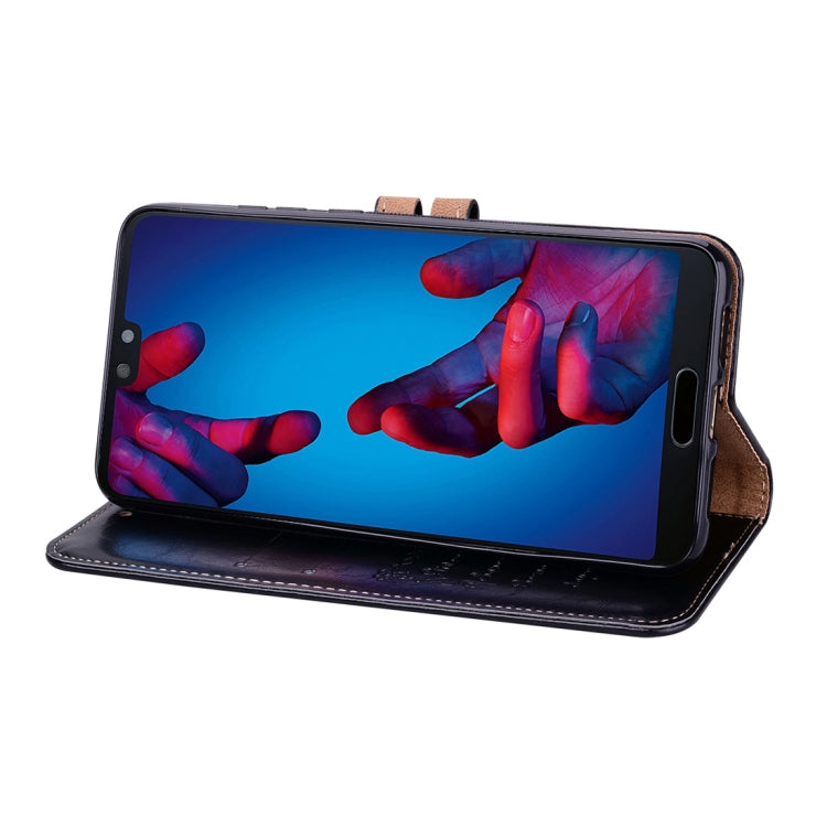Business Style Oil Wax Texture Horizontal Flip Leather Case with Holder & Card Slots & Wallet, For Huawei P20