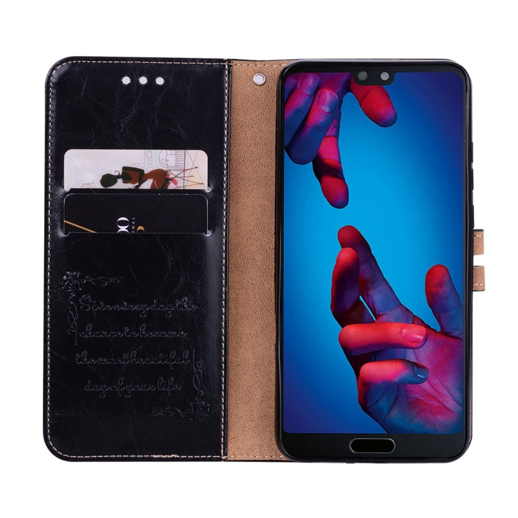 Business Style Oil Wax Texture Horizontal Flip Leather Case with Holder & Card Slots & Wallet, For Huawei P20
