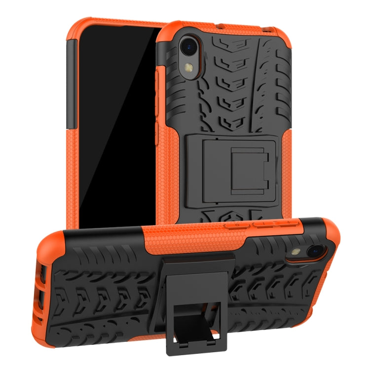 Shockproof PC + TPU Tire Pattern Case for Huawei Honor 8s, with Holder