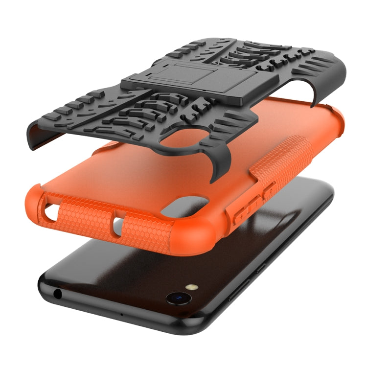 Shockproof PC + TPU Tire Pattern Case for Huawei Honor 8s, with Holder