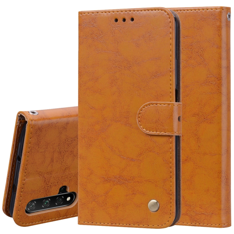 Business Style Oil Wax Texture Horizontal Flip Leather Case for Huawei Honor 20, with Holder & Card Slots & Wallet
