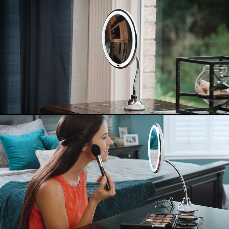Suction Cup Type LED Lighted Makeup Mirror Flexible Wall Mounted Folding Mirror