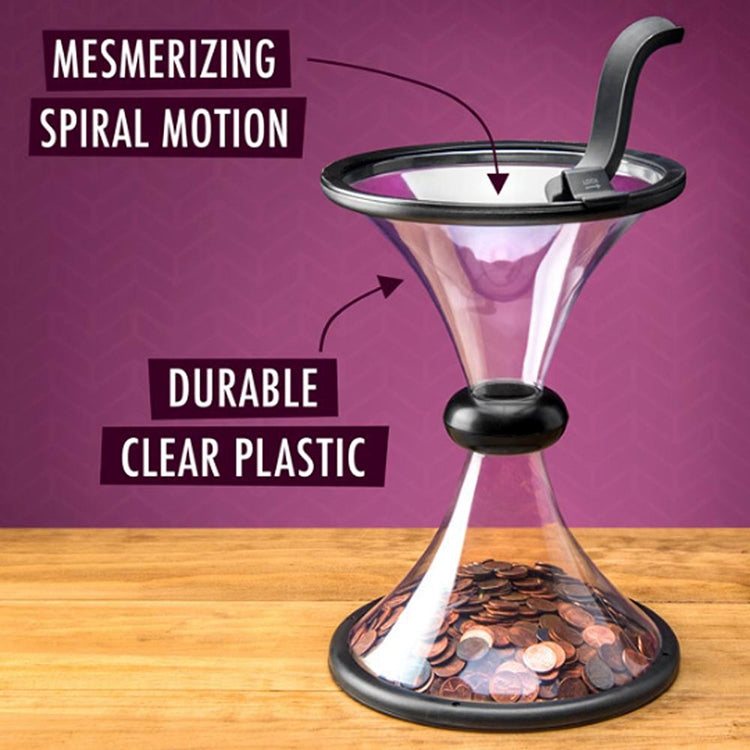 Vortex Bank Decompression Transparent Funnel Gravity Rotating Coin Storage Box