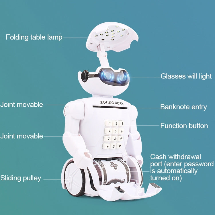Multi-function Robot Piggy Bank Desk Lamp Code Money Box for Children