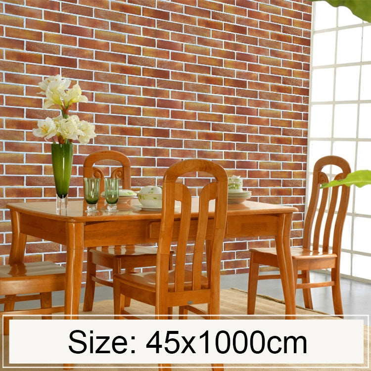 Creative 3D Stone Brick Decoration Wallpaper Stickers Bedroom Living Room Wall Waterproof Wallpaper Roll, Size: 45 x 1000cm, Horizontal large brick