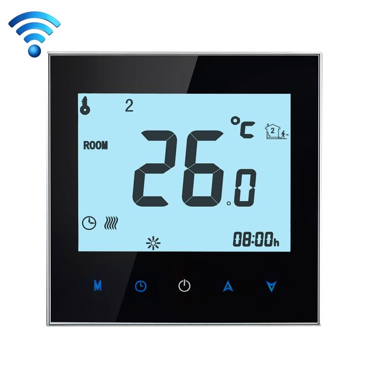 BHT-1000-GB-WIFI 16A Load Electronic Heating Type Touch LCD Digital WiFi Heating Room Thermostat with Sensor, Display Clock / Temperature / Periods / Time / Week / Heat etc.