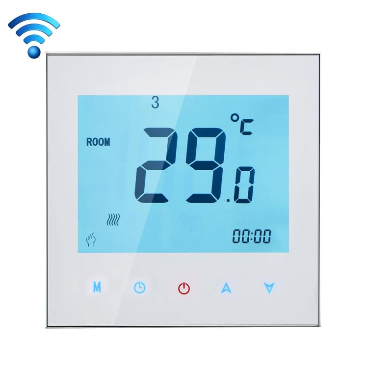 BHT-1000-GB-WIFI 16A Load Electronic Heating Type Touch LCD Digital WiFi Heating Room Thermostat with Sensor, Display Clock / Temperature / Periods / Time / Week / Heat etc.