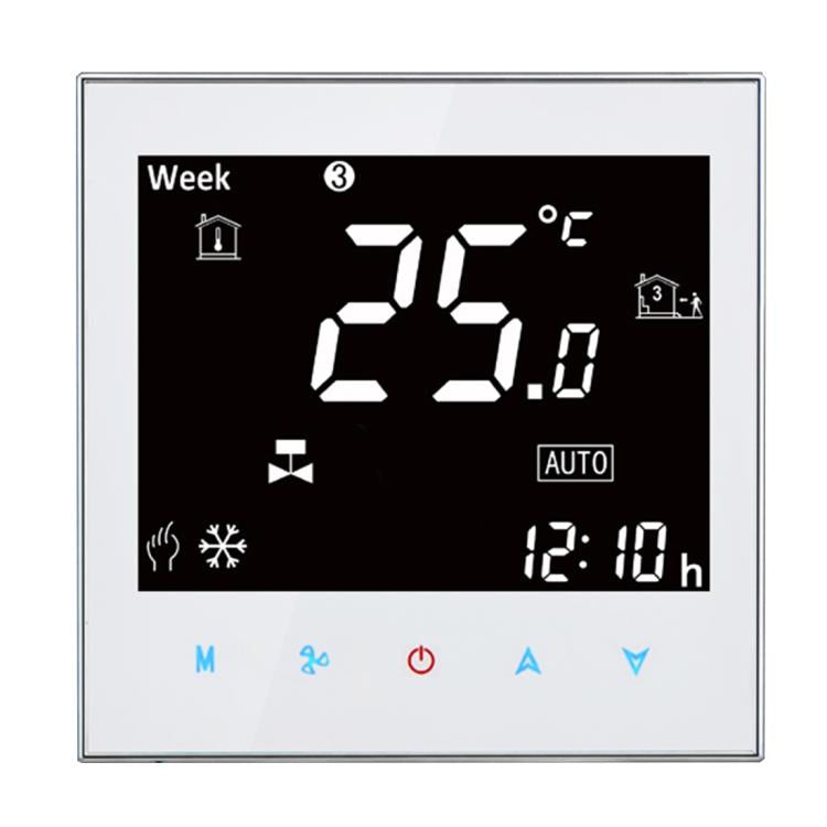 BAC-2000 Central Air Conditioning Type Touch LCD Digital 2-pipe Fan Coil Unit Room Thermostat, Display Fan Speed / Clock / Temperature / Time / Week / Heat etc.