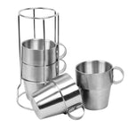 Outdoor Portable Picnic Cups Four Piece Suit Stainless Steel Drinking Mugs Anti-Hot Tea Coffee Cup