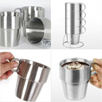 Outdoor Portable Picnic Cups Four Piece Suit Stainless Steel Drinking Mugs Anti-Hot Tea Coffee Cup