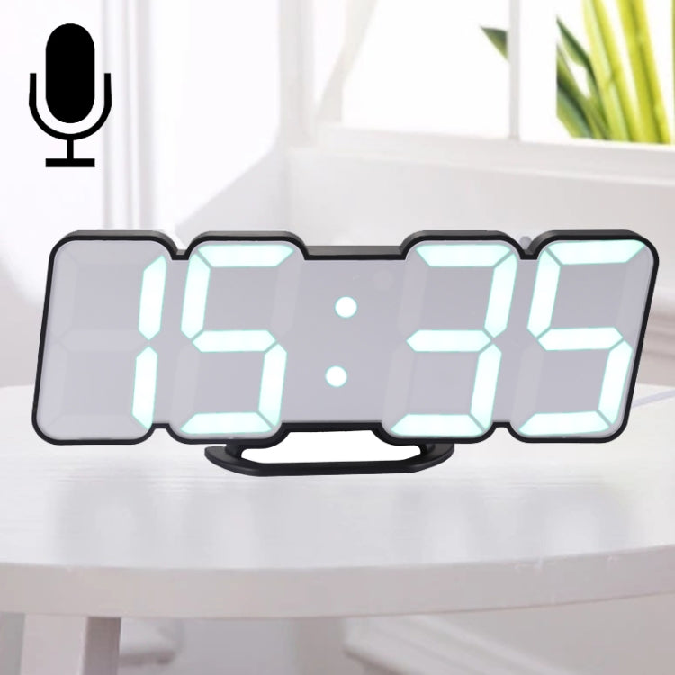 Modern 3D LED Sound Control Colorful Digital Alarm Clock Adjust Brightness Electronic Wall Glowing Hanging Clock with Remote Control