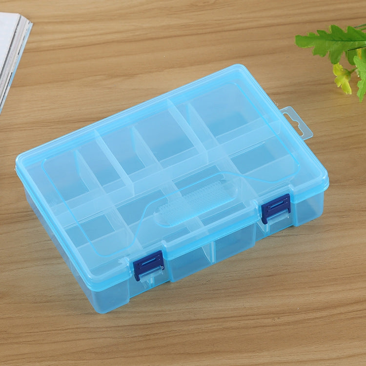 Double layer 8 Slots Plastic Jewelry Box Organizer Storage Container with Adjustable Dividers — Blue