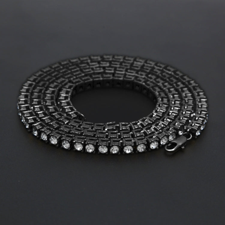 Mens Hip Hop Punk 1 Row Crystal Inlaid Alloy Necklace Chain, Size: 20 inch
