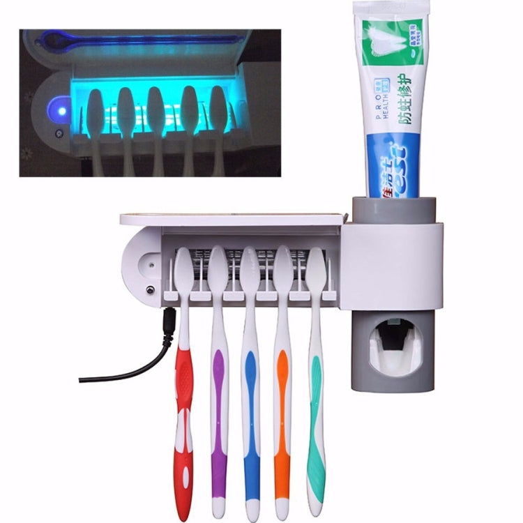 Automatic Toothpaste Dispenser Dental UV Ultraviolet Toothbrush Sterilizer Storage Holder — EU Plug