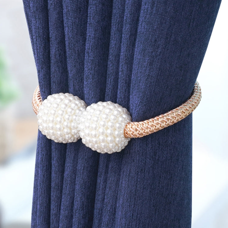 Fashion Adornments Pearl Magnetic Buckle Curtain Strap — Navy Blue