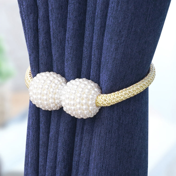 Fashion Adornments Pearl Magnetic Buckle Curtain Strap — Purple