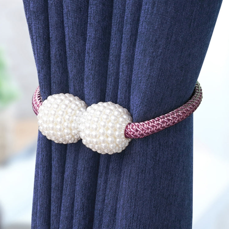 Fashion Adornments Pearl Magnetic Buckle Curtain Strap — Red