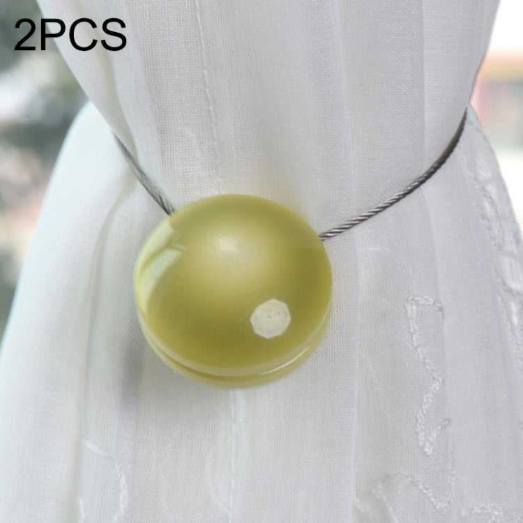 2 PCS Fashion Cat Eye Resin Steel Wire Magnet Curtain Buckle Tie Rope